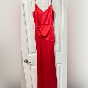 Windsor Red Asymmetrical Satin Dress